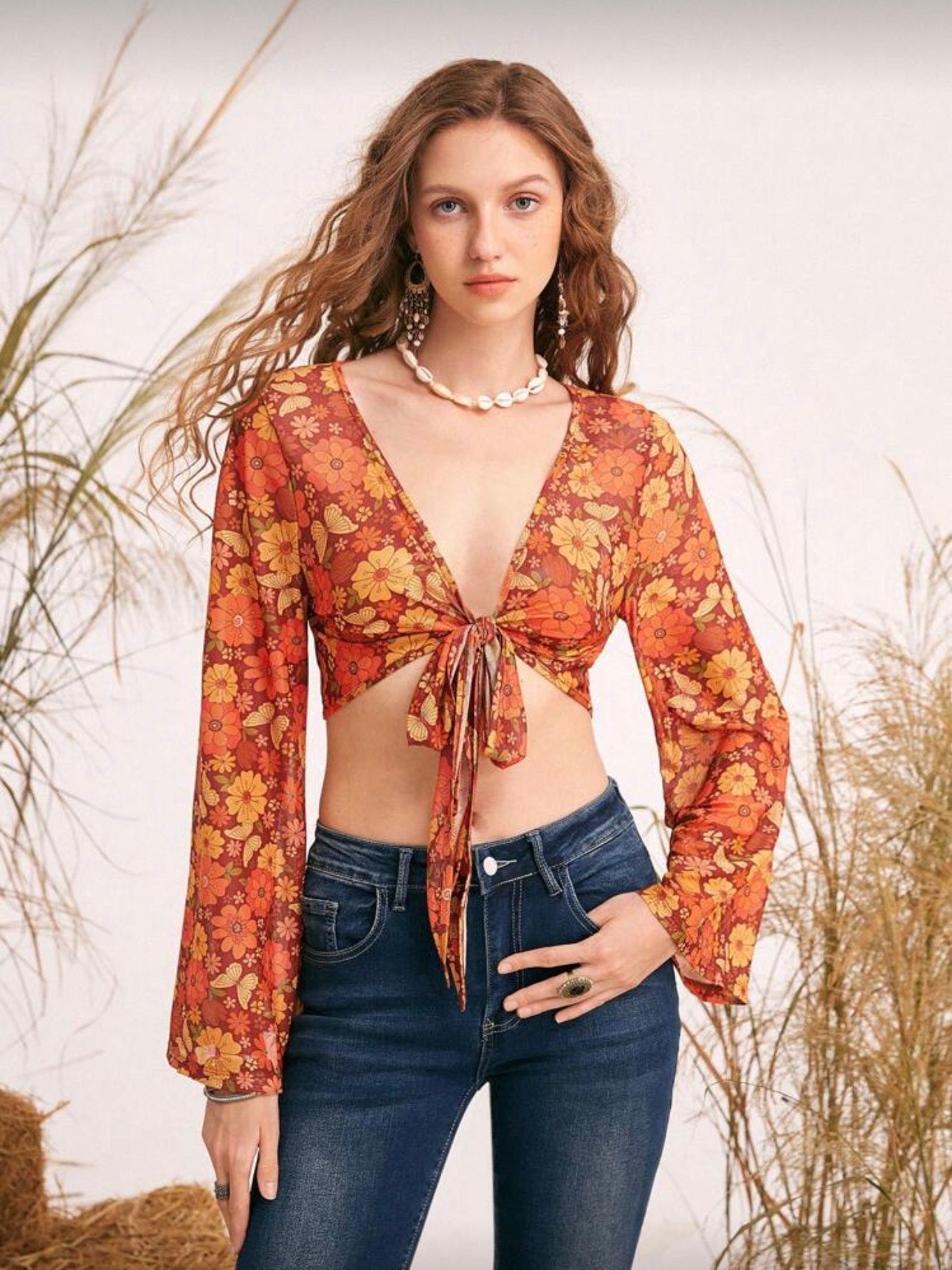 Top Crop con Estampado floral