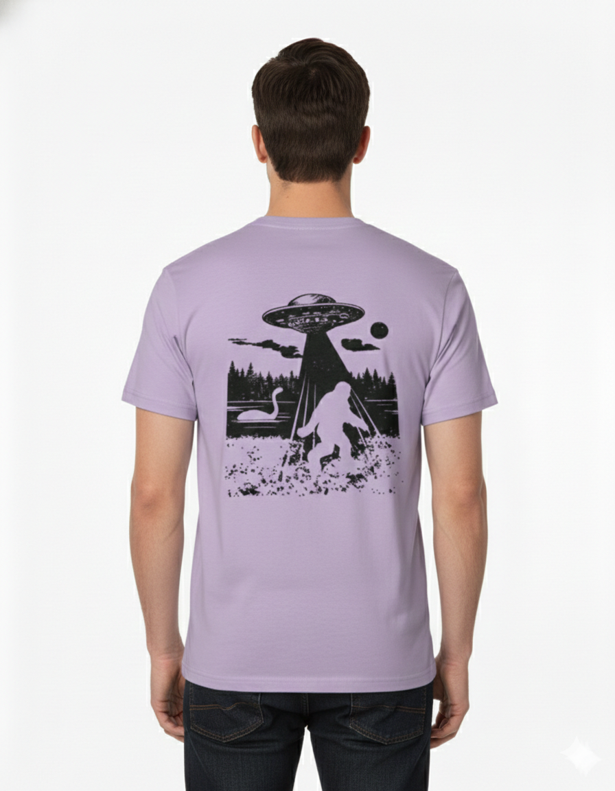 Remera violeta de algodón con estampado trasero