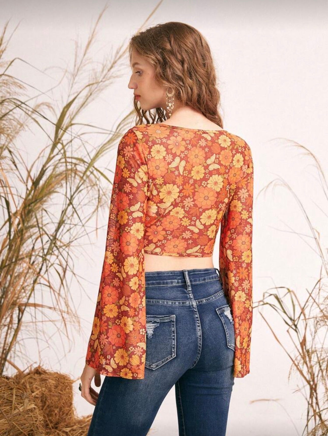 Top Crop con Estampado floral
