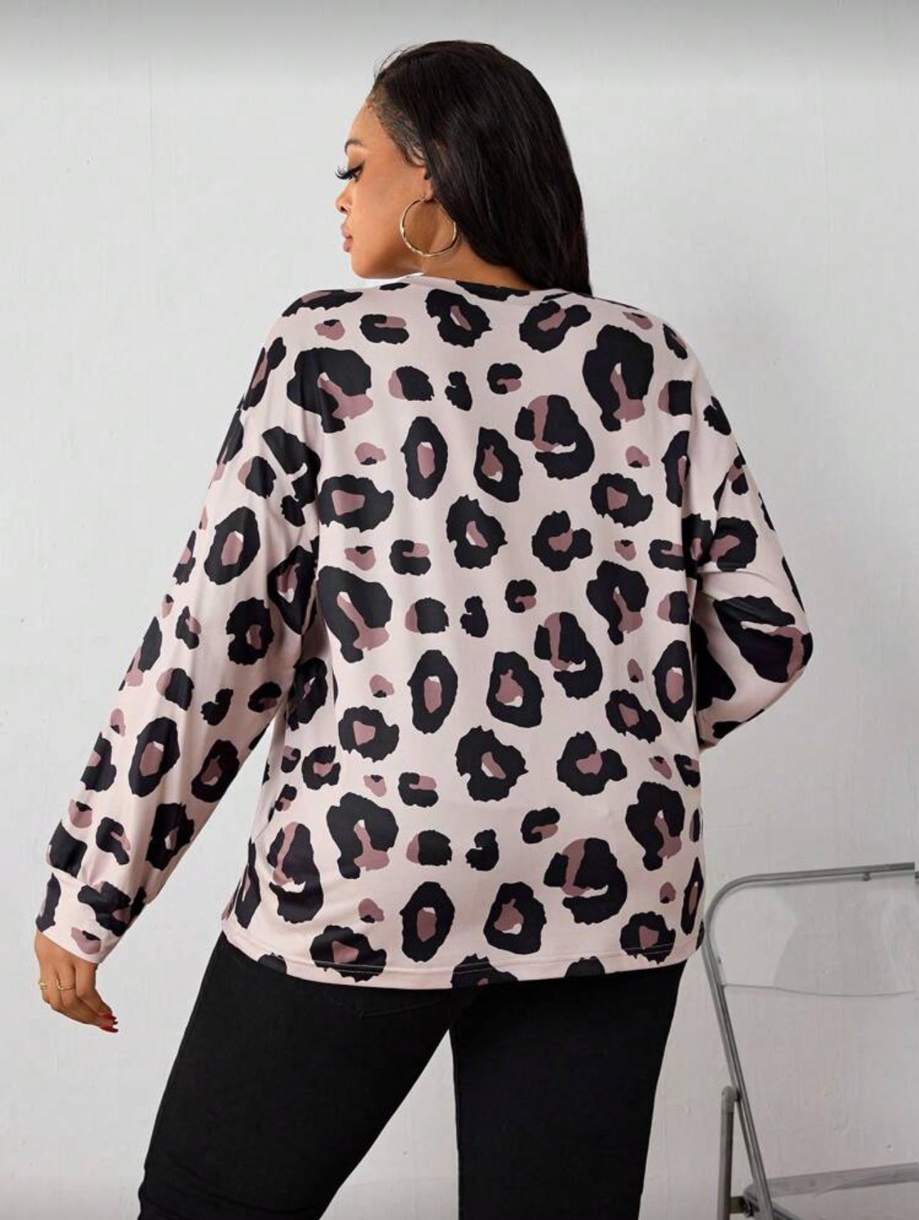 Camiseta SHEIN PETITE CURVE con estampado leopardo