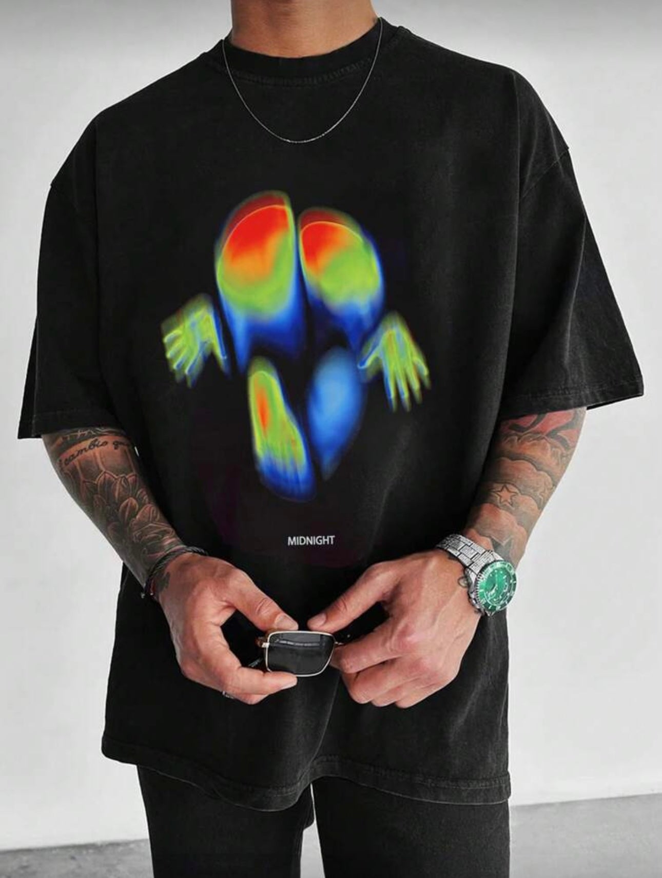 Remera Manfinity ZONE917 oversize con estampado abstracto