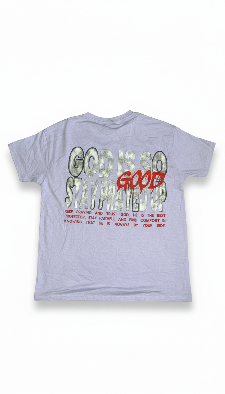 Remera de algodón violeta con estampado trasero