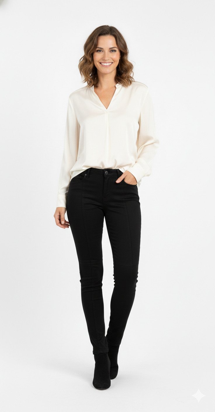 Pantalón de Vestir Negro Elastizado | Corte Slim Elegante