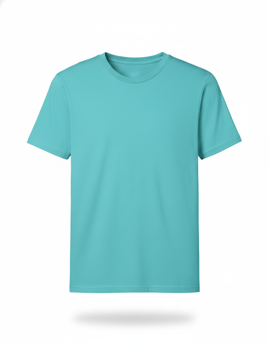 Remera turquesa de algodón con estampado trasero