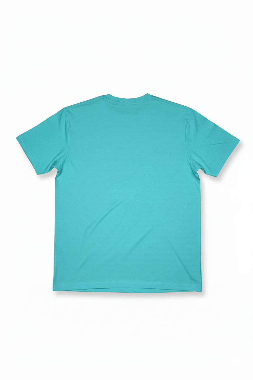 Remera turquesa de algodón con estampado frontal