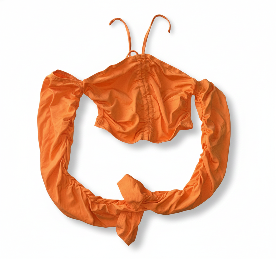 Top naranja sin hombros de manga larga