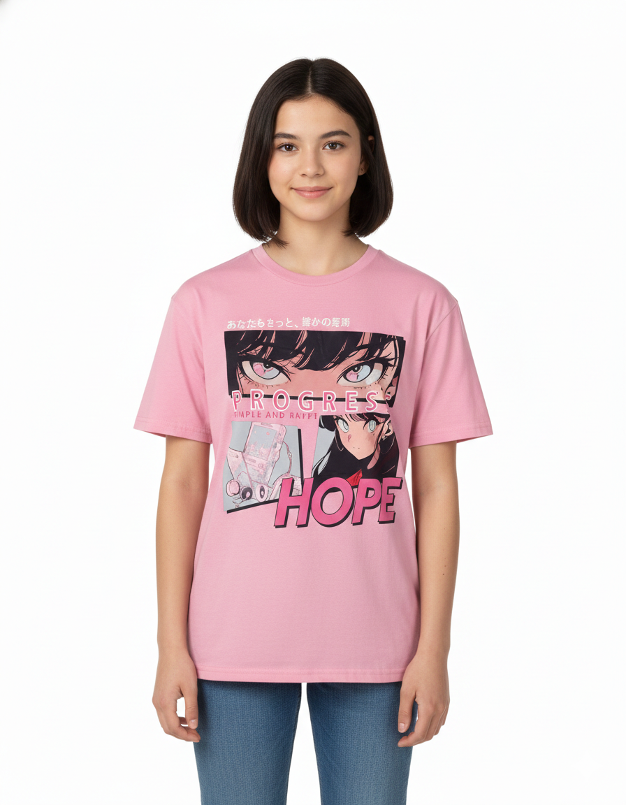 Remera Rosada Estampada de Algodón