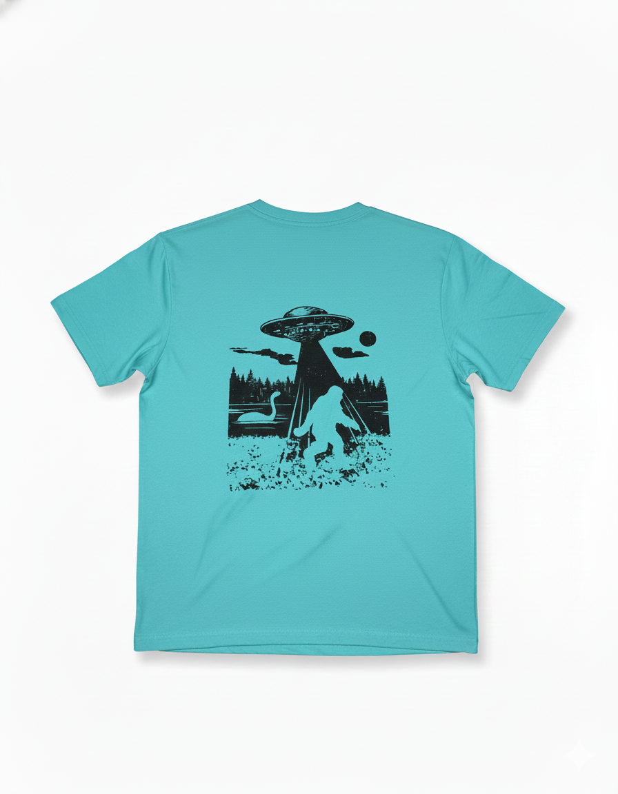 Remera turquesa de algodón con estampado trasero