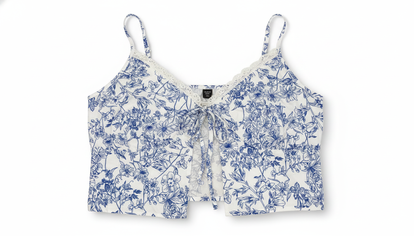 Top floreado blanco con azul