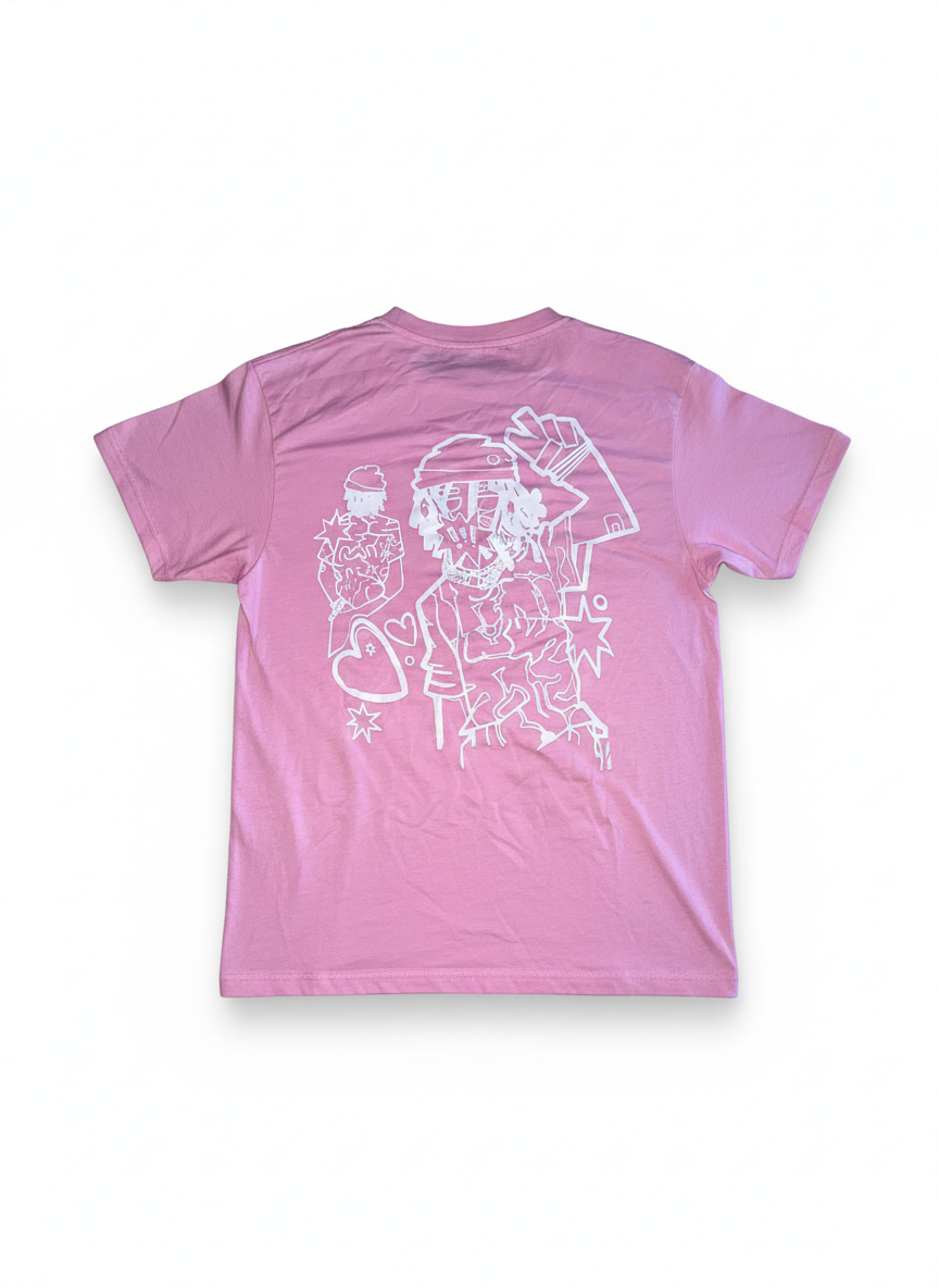 Remera rosada de algodón con estampado trasero