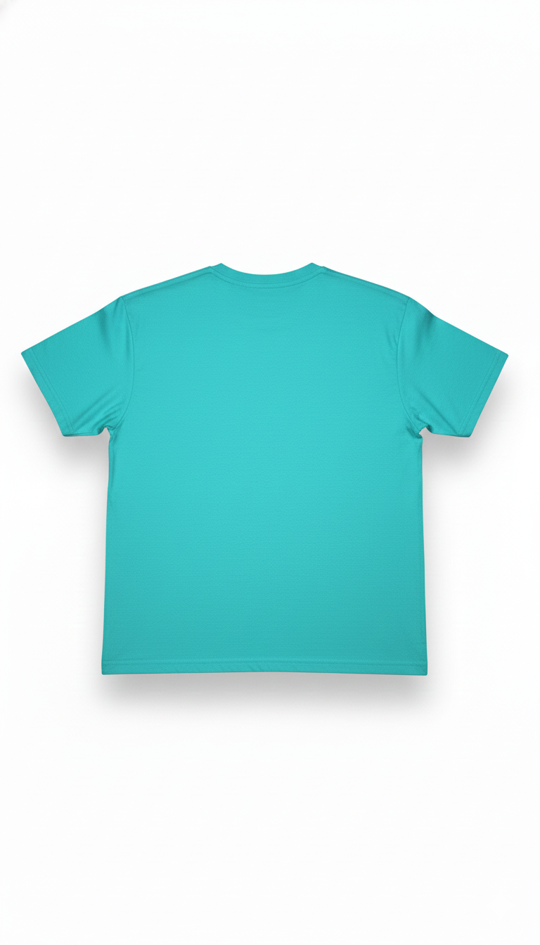 Remera turquesa de algodón con estampado frontal