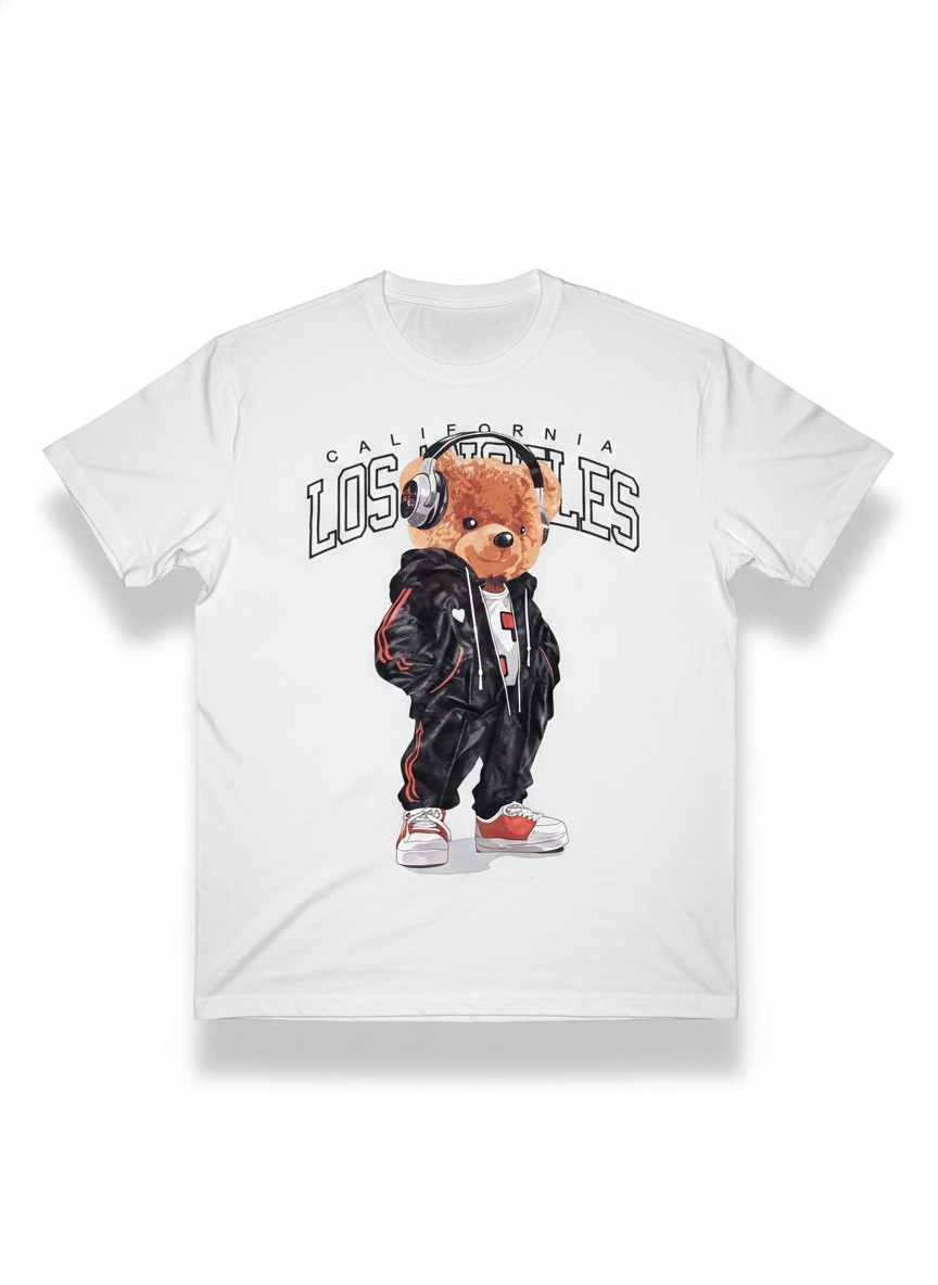 Remera blanca de algodón con estampado