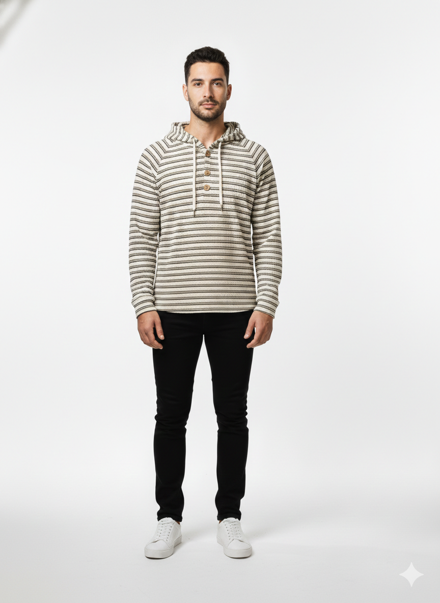 Buzo Hoodie Rayado con capucha