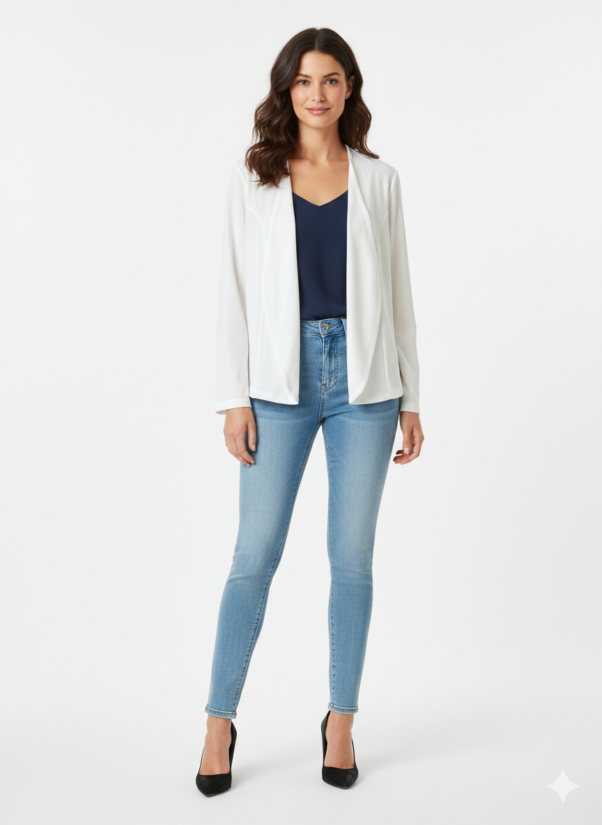 Blazer Blanco Abierto manga larga