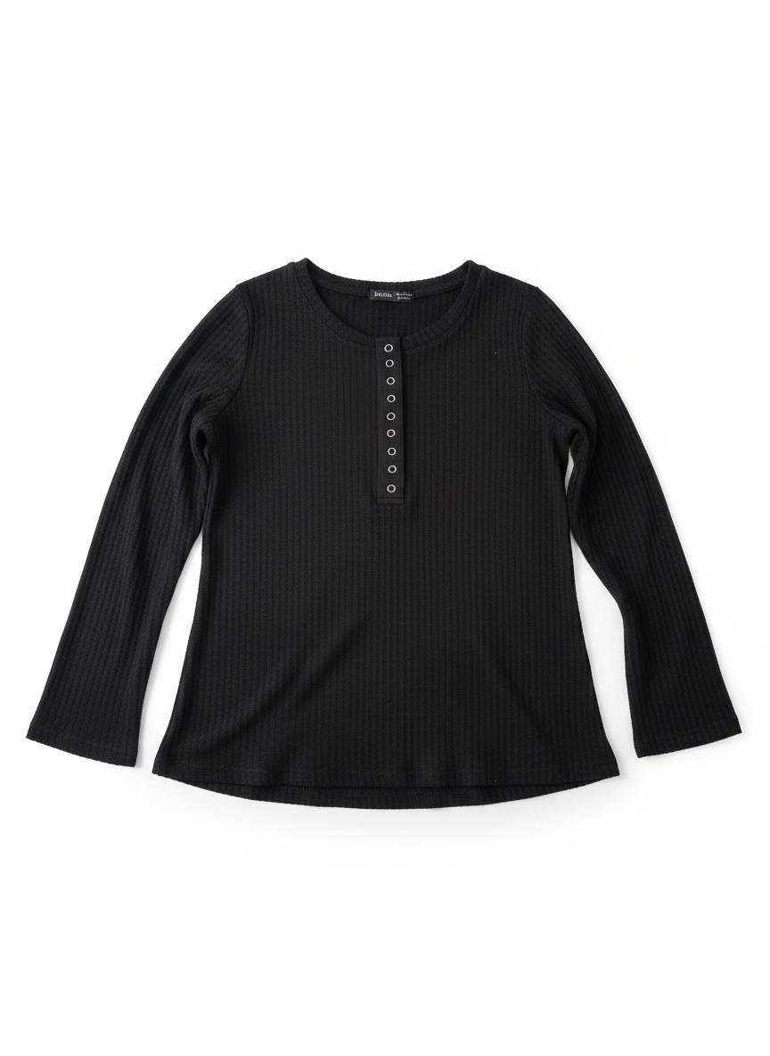 Remera Manga Larga Rib con botones frontales