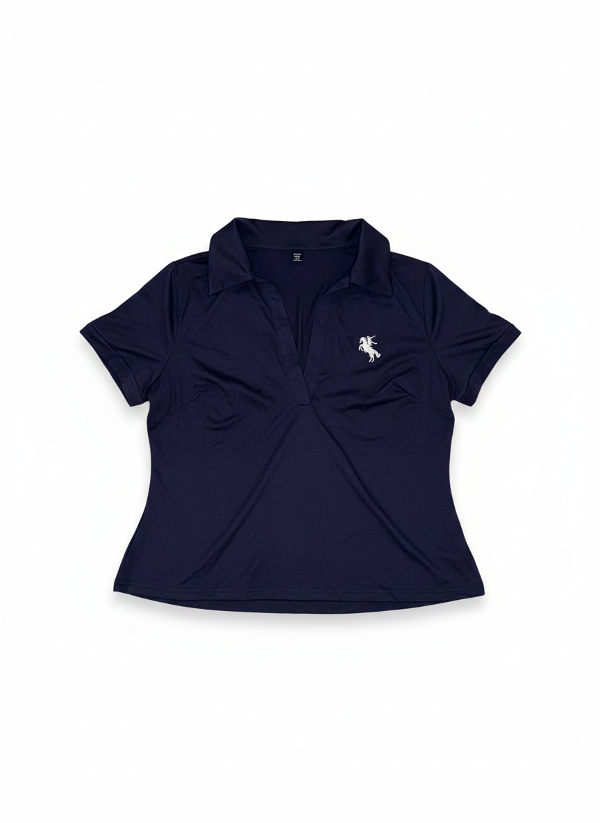 Polo Ajustado Azul Marino con Cuello Clásico