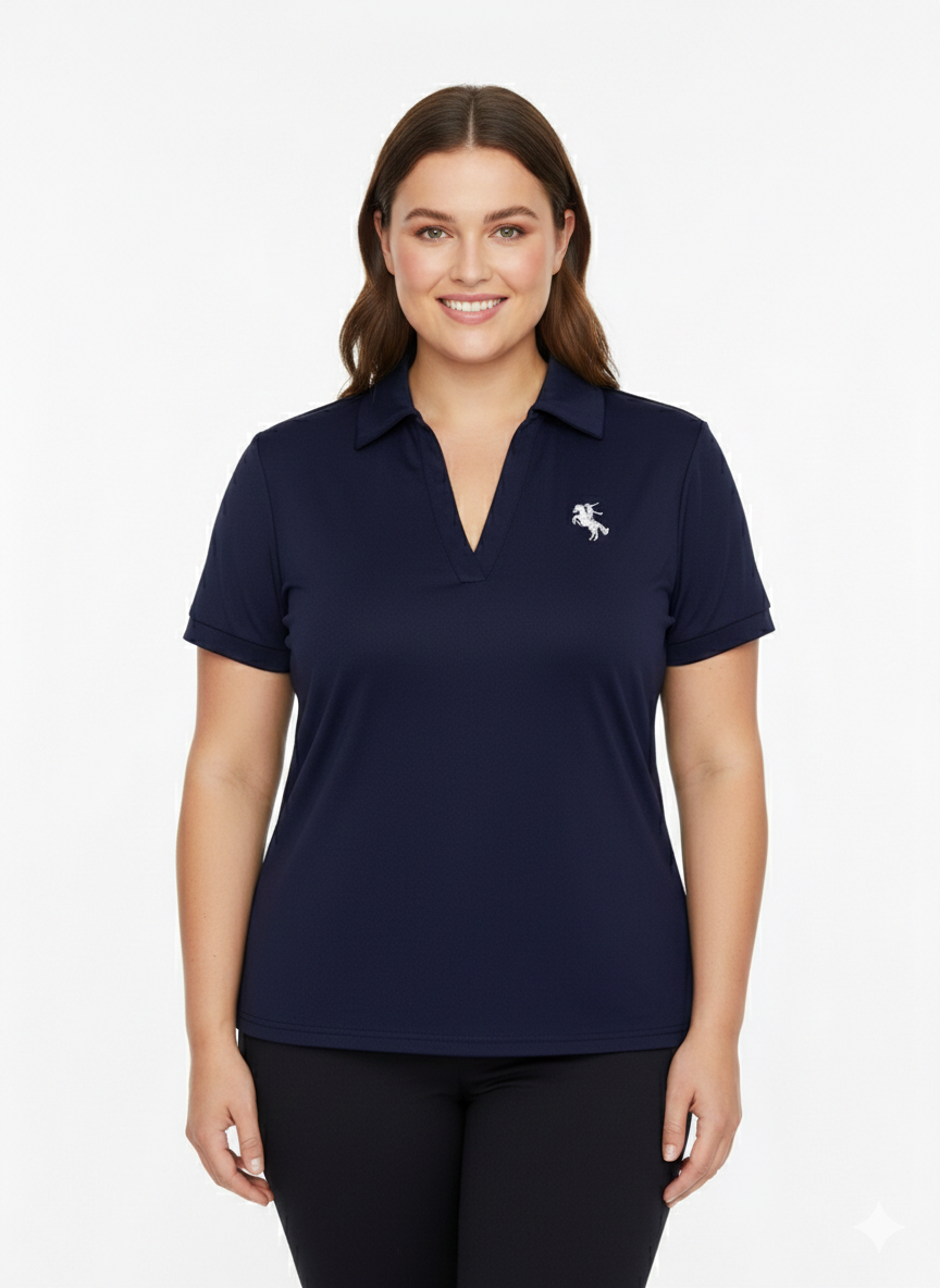 Polo Ajustado Azul Marino con Cuello Clásico