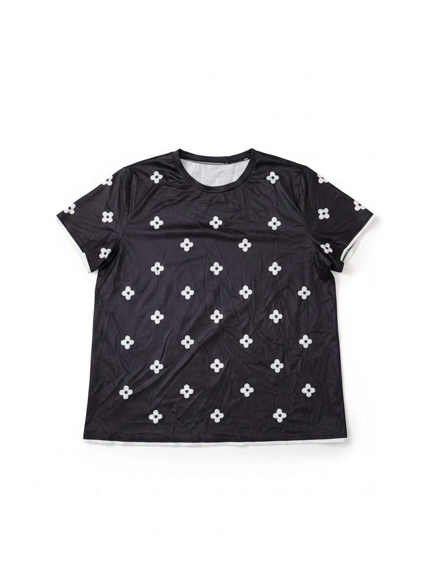 Remera Negra Estampada