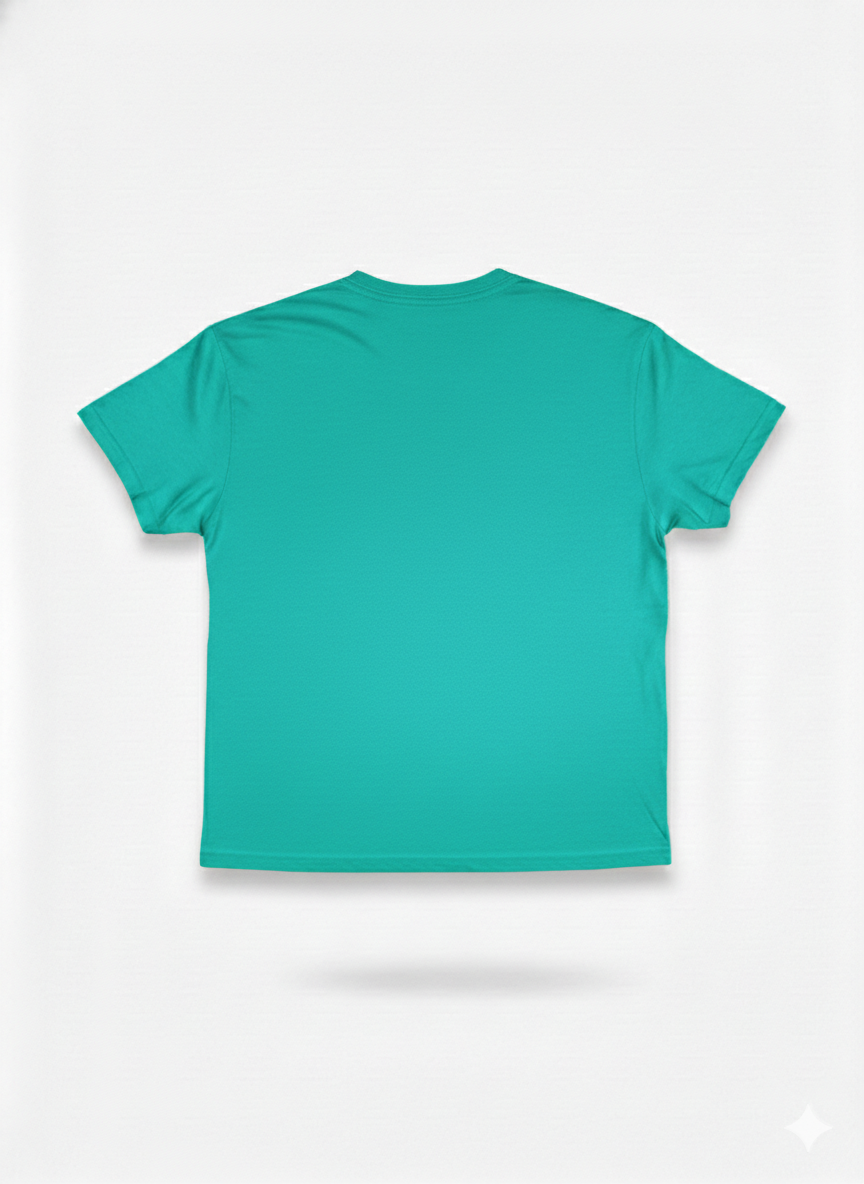 Remera Turquesa de Algodón Estampada