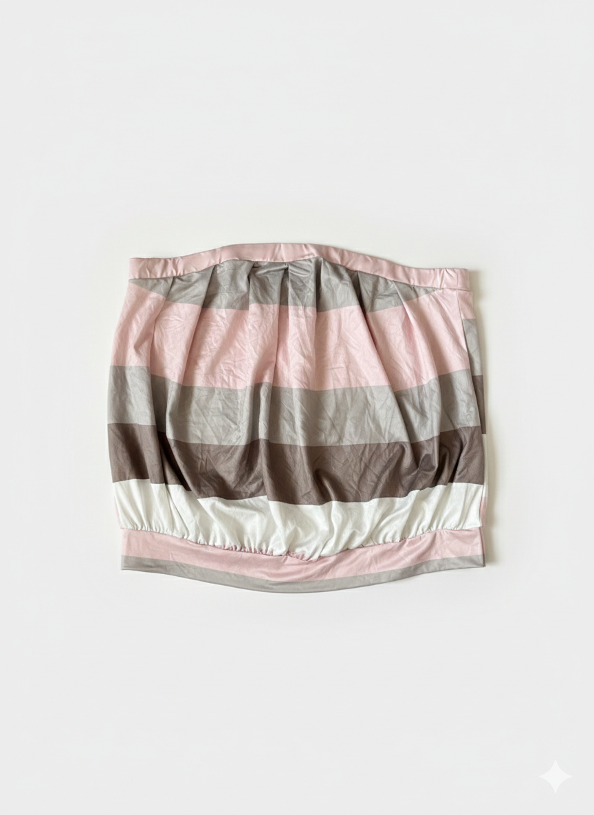 Top Bandeau a Rayas Pastel con Frunce