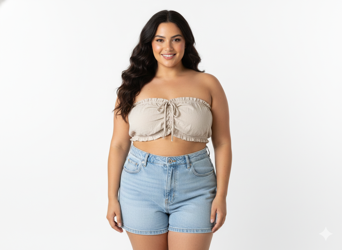 Top Bandeau Fruncido con Lazo