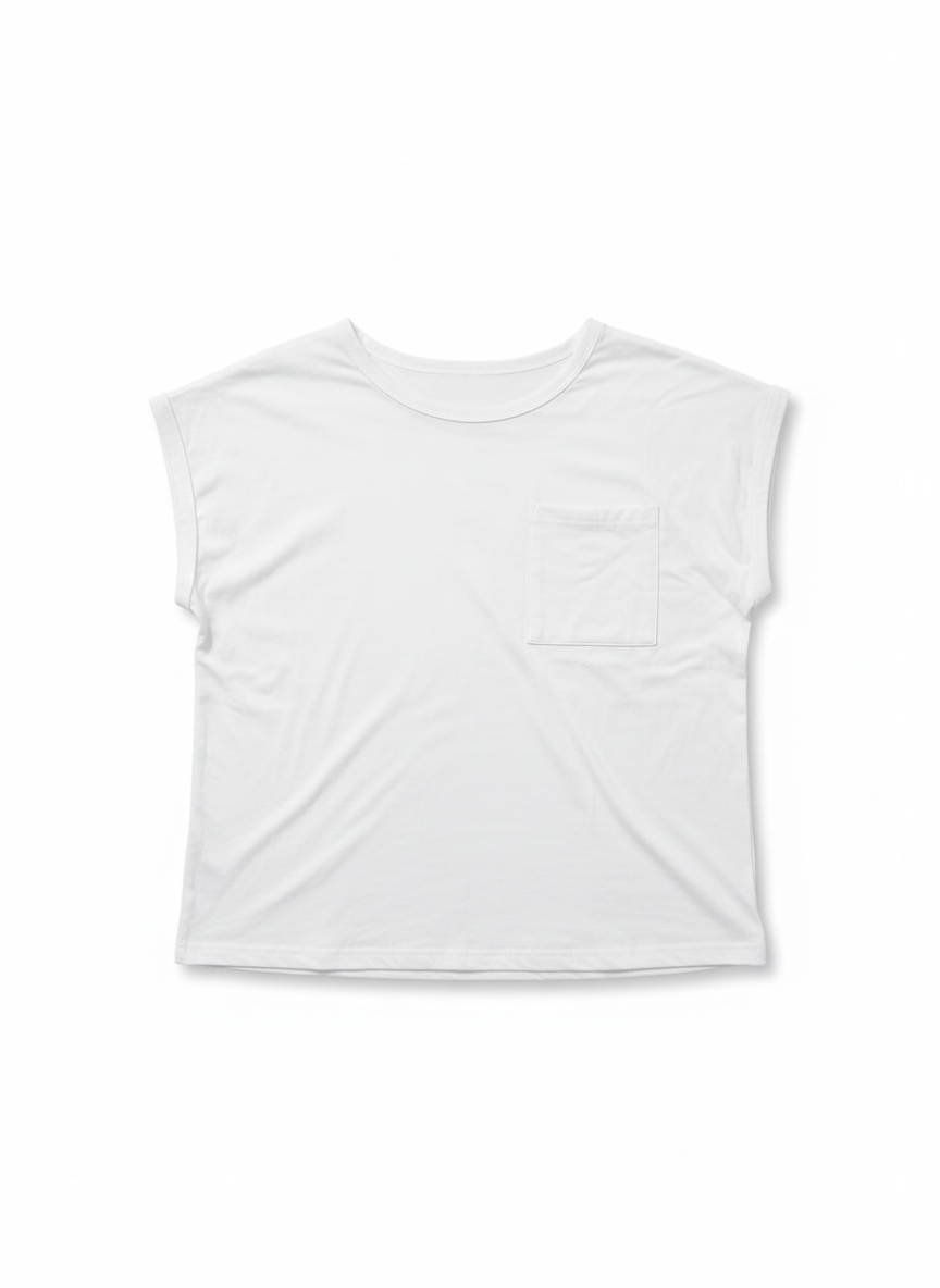 Remera Blanca sin Mangas con Bolsillo