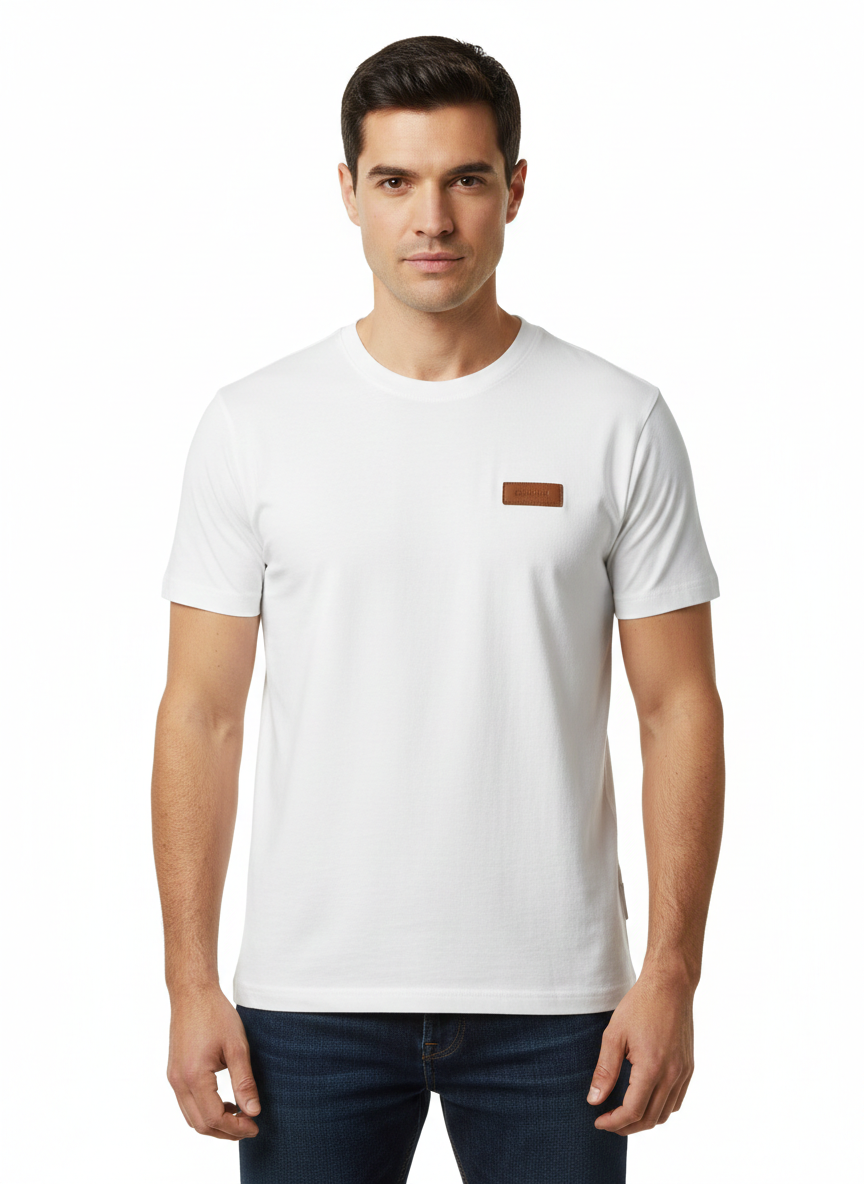 Remera Básica Lisa de Algodón con Detalle Frontal