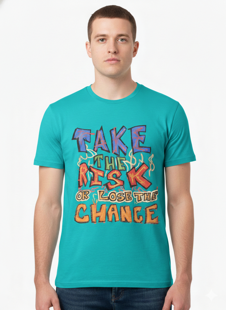 Remera Turquesa de Algodón Estampada