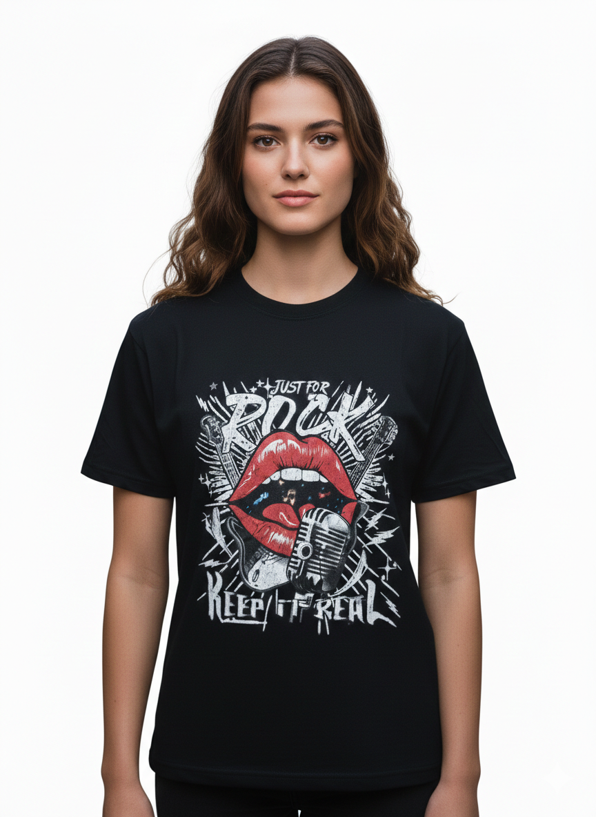 Remera Negra con Estampado