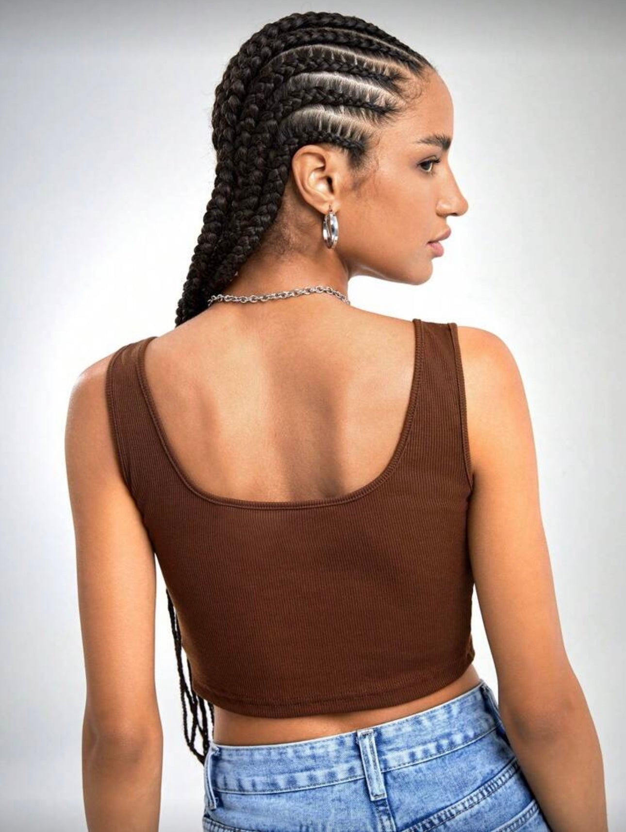 Top SHEIN EZwear marrón con cuello notch