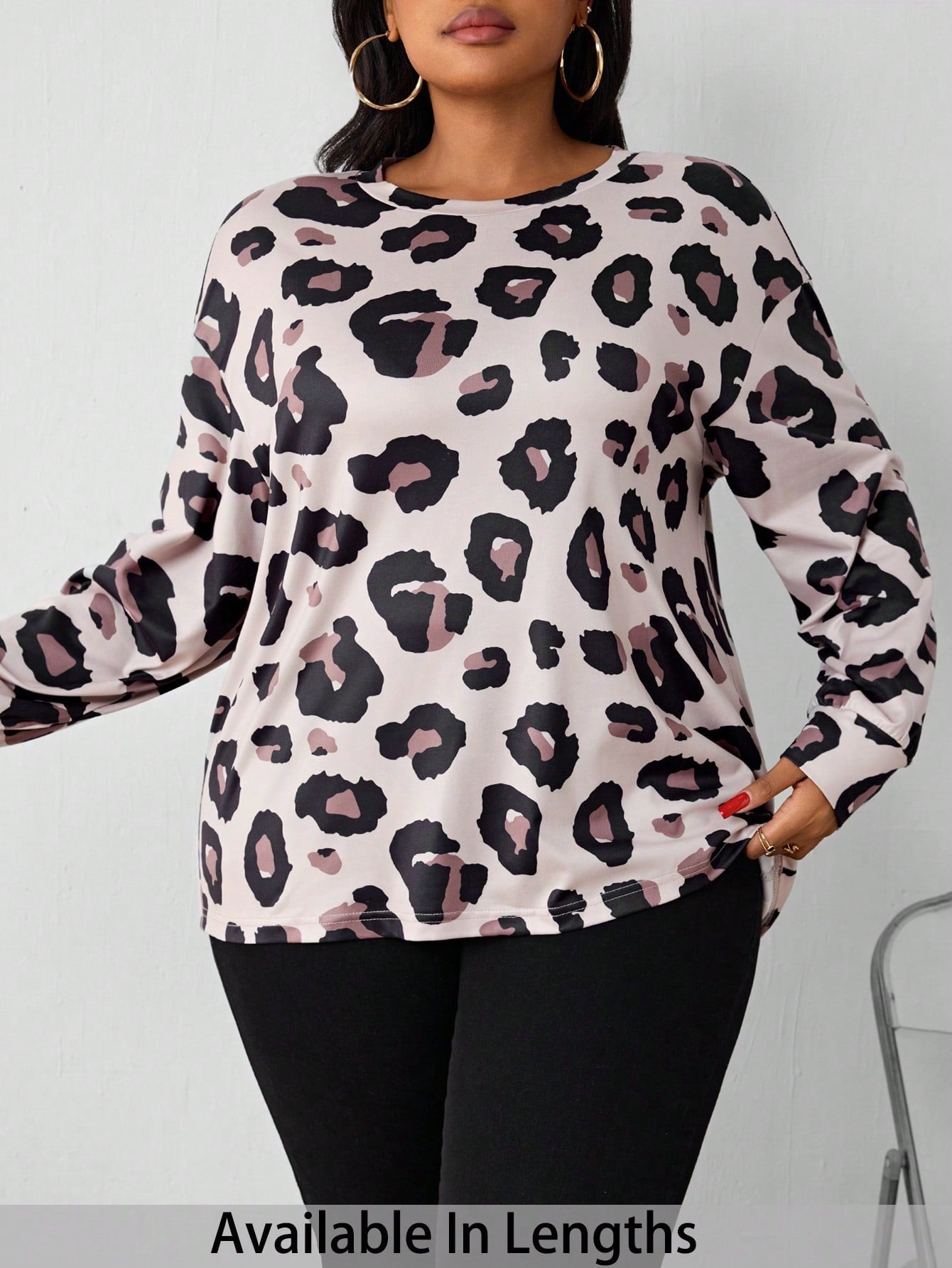 Camiseta SHEIN PETITE CURVE con estampado leopardo