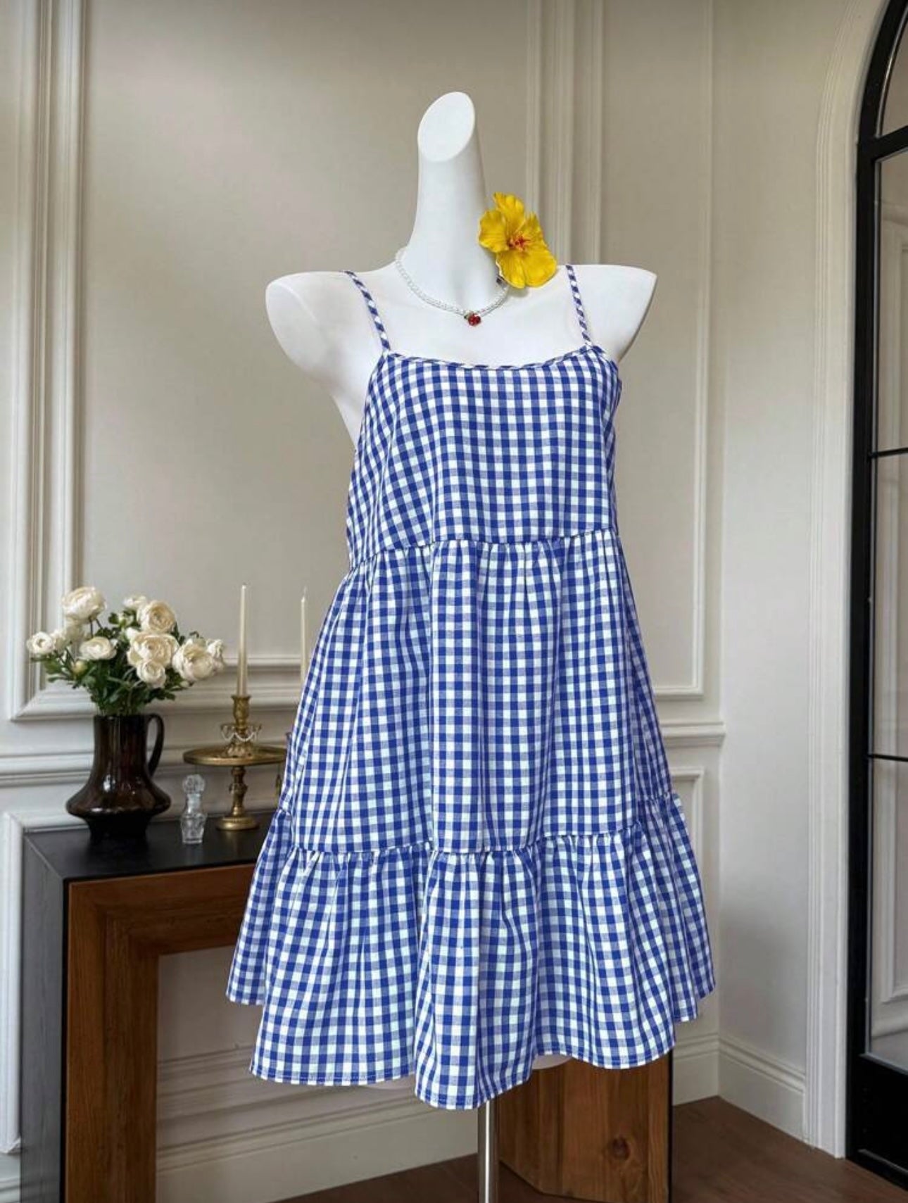 Vestido EZwear a cuadros sin espalda