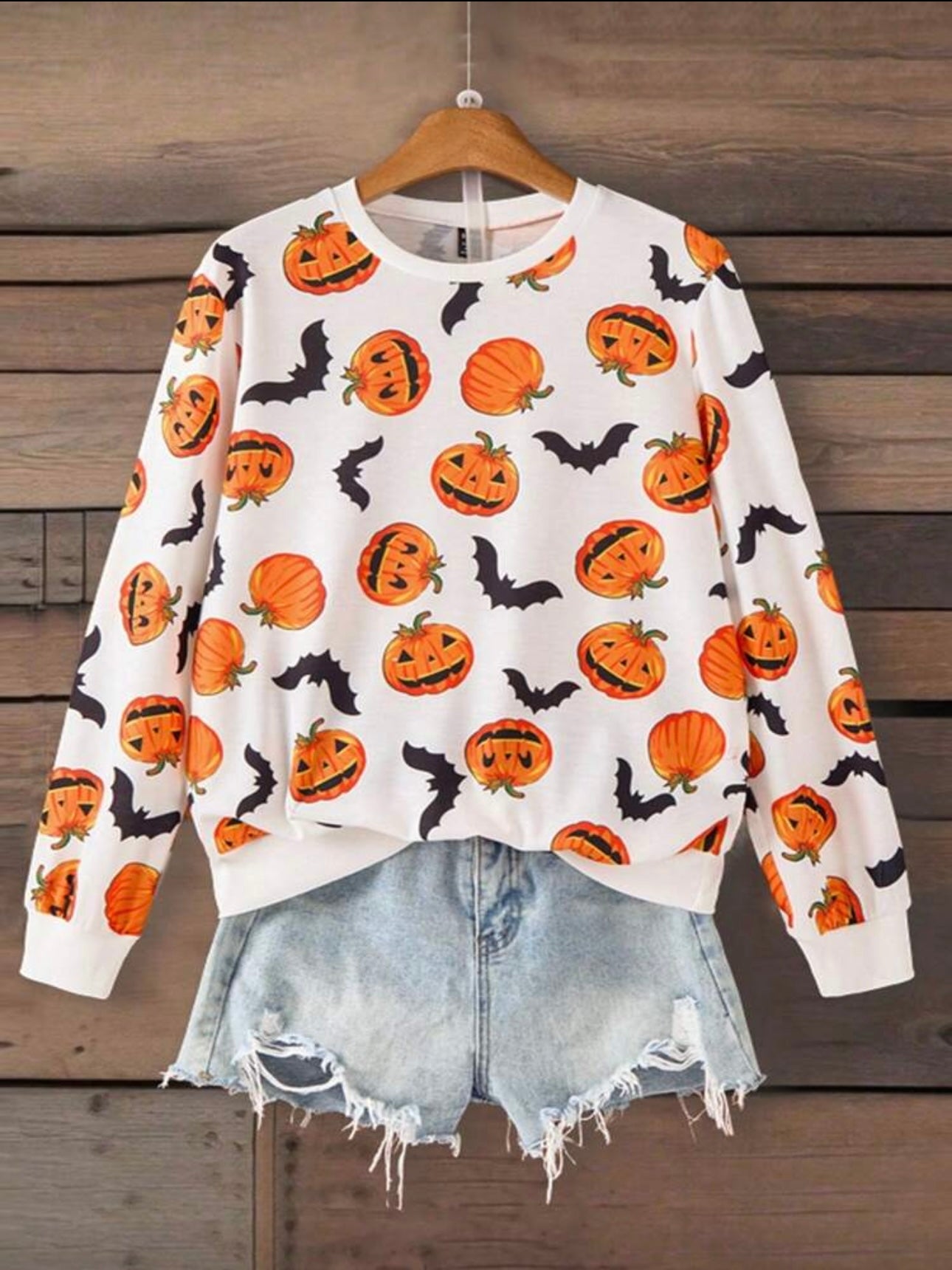 Sudadera Halloween con calabaza y murciélago