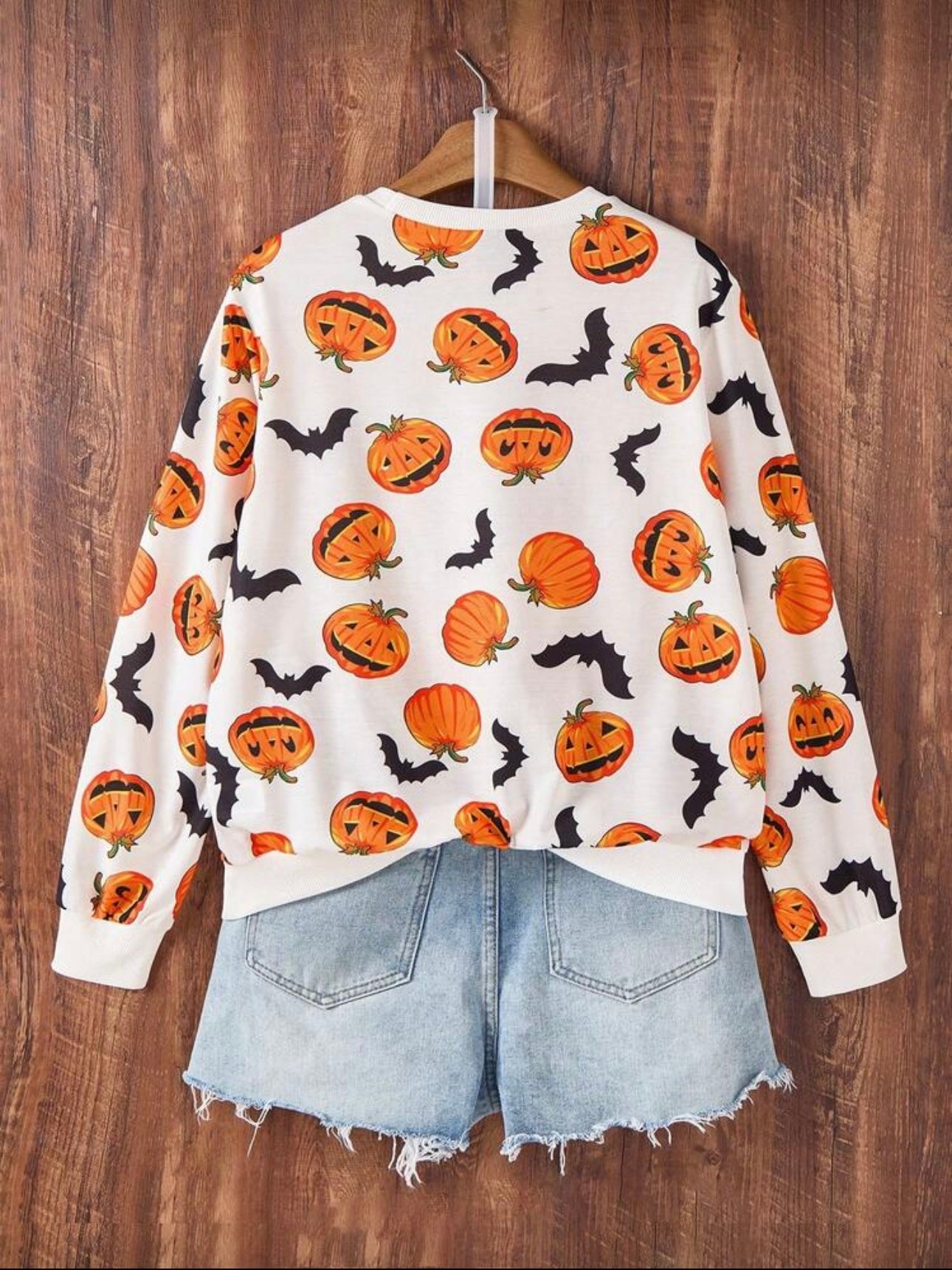 Sudadera Halloween con calabaza y murciélago