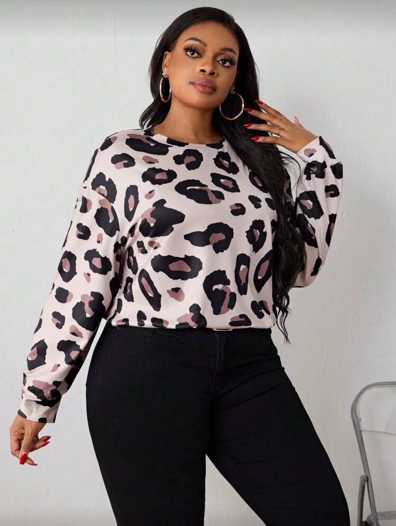Camiseta SHEIN PETITE CURVE con estampado leopardo