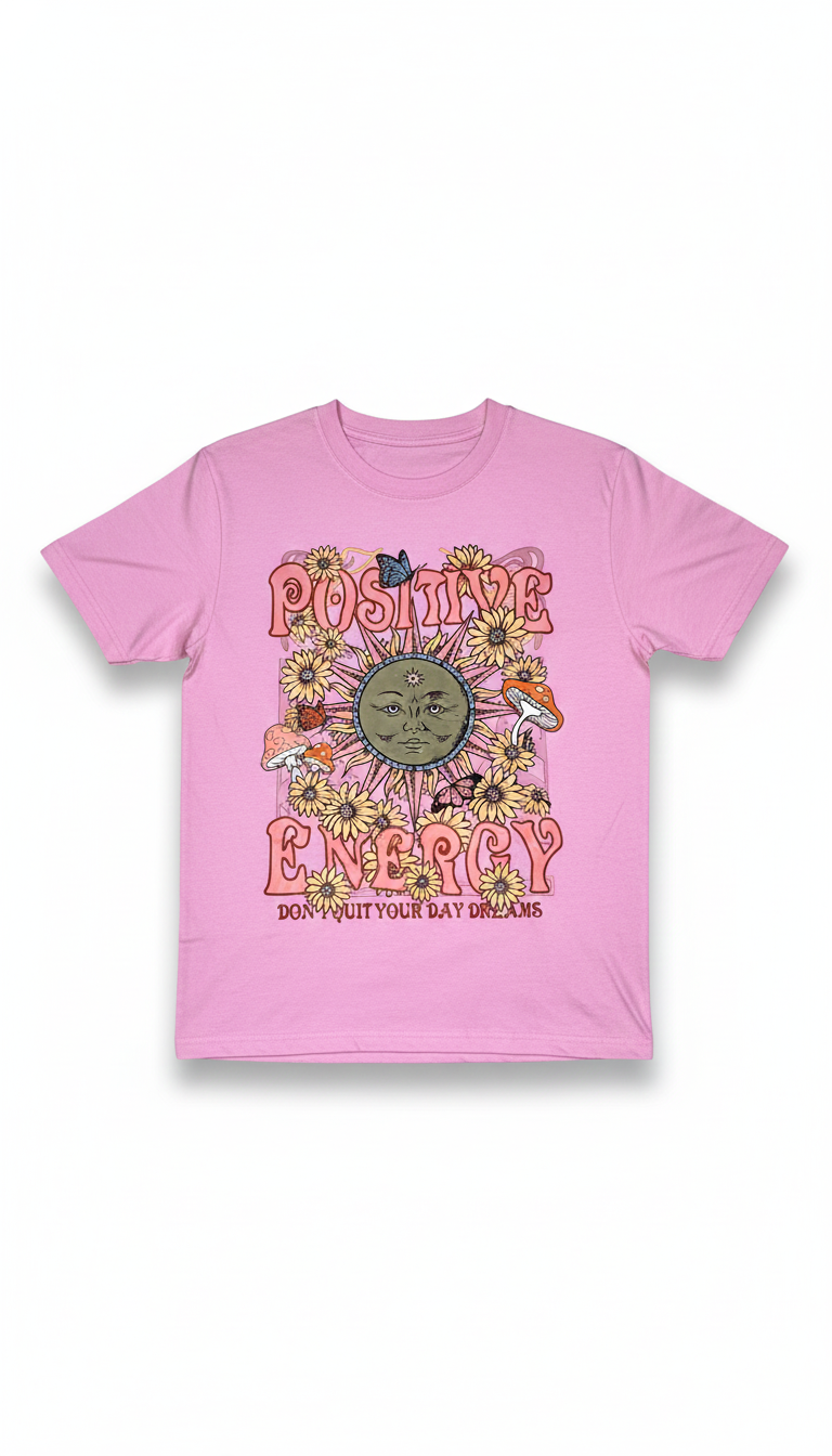 Remera rosada de algodón con estampado