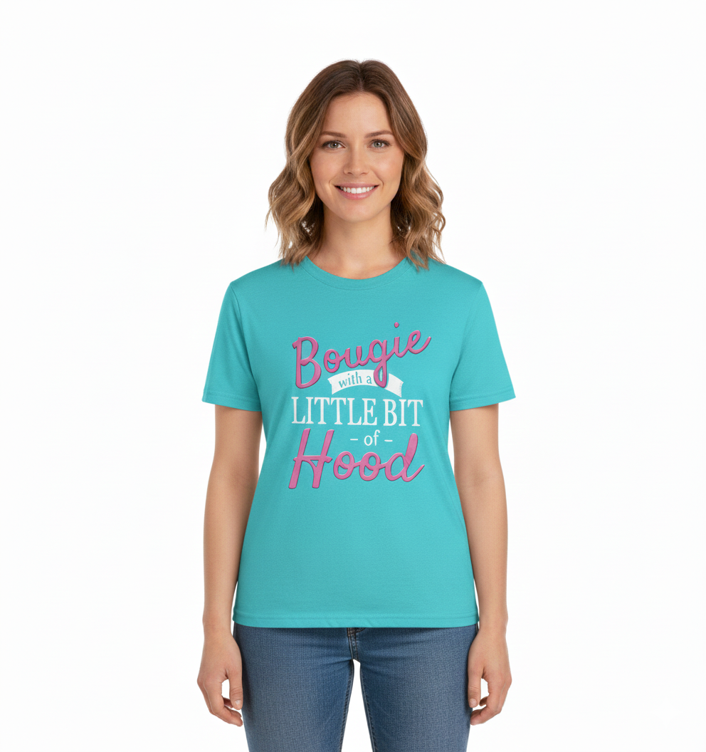 Remera de algodón estampada color turquesa