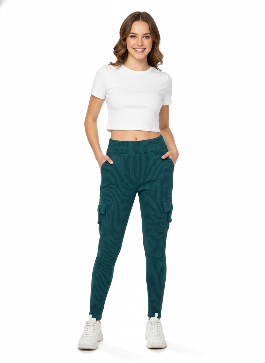 Pantalon Turquesa tipo Cargo