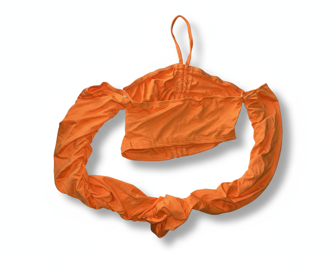 Top naranja sin hombros de manga larga