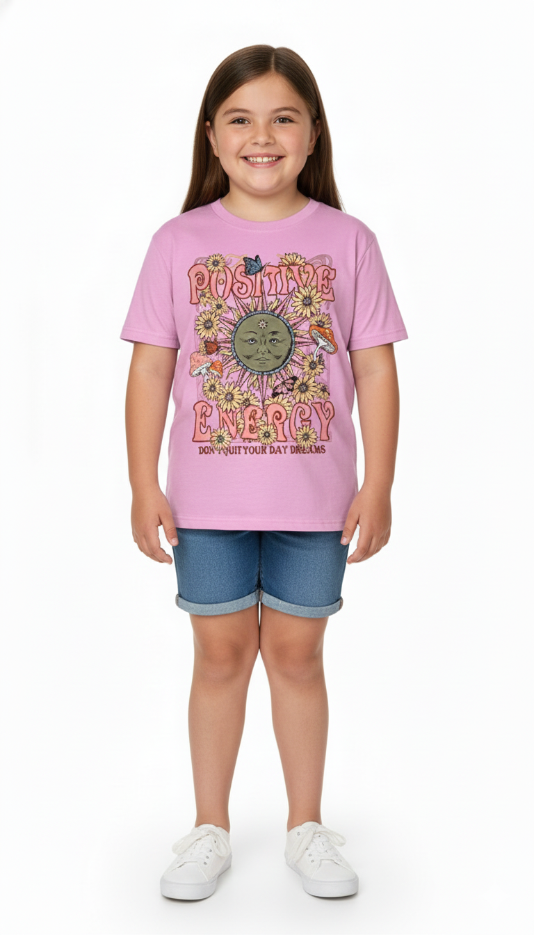 Remera rosada de algodón con estampado