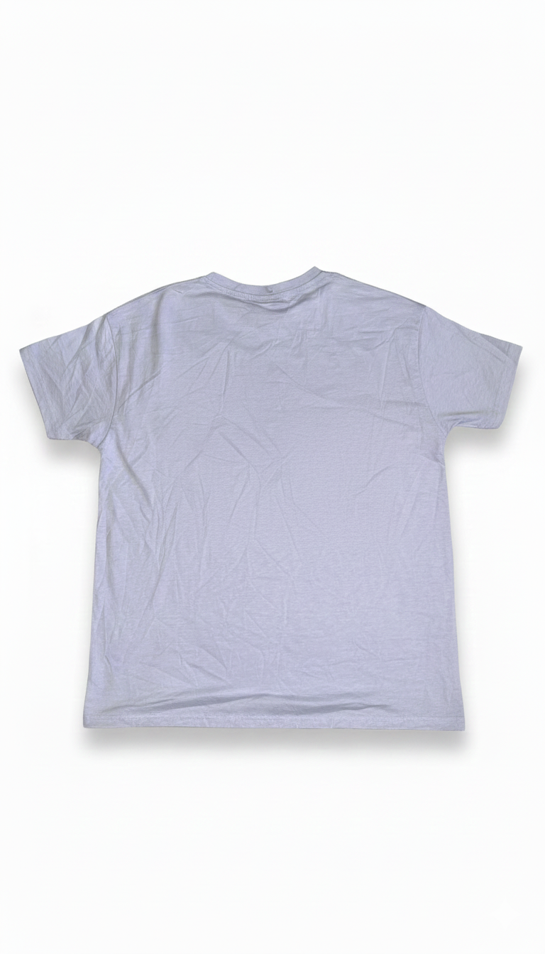 Remera de algodón violeta con estampado trasero