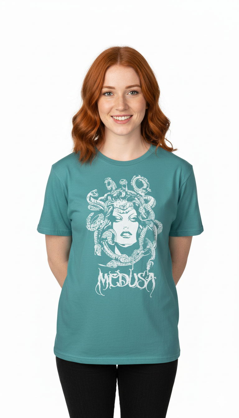 Remera turquesa de algodón con estampado