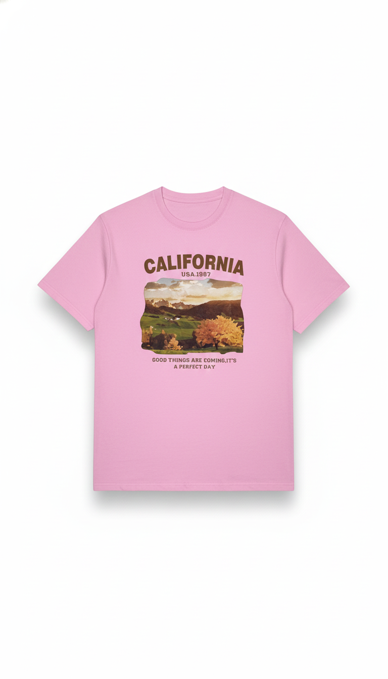 Remera rosada de algodón con estampado