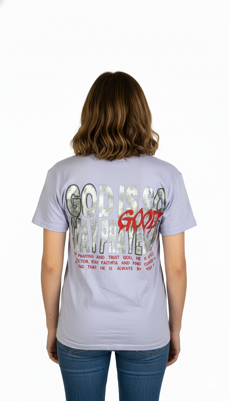 Remera de algodón violeta con estampado trasero