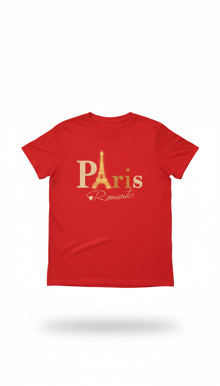 Remera Roja Estampada París