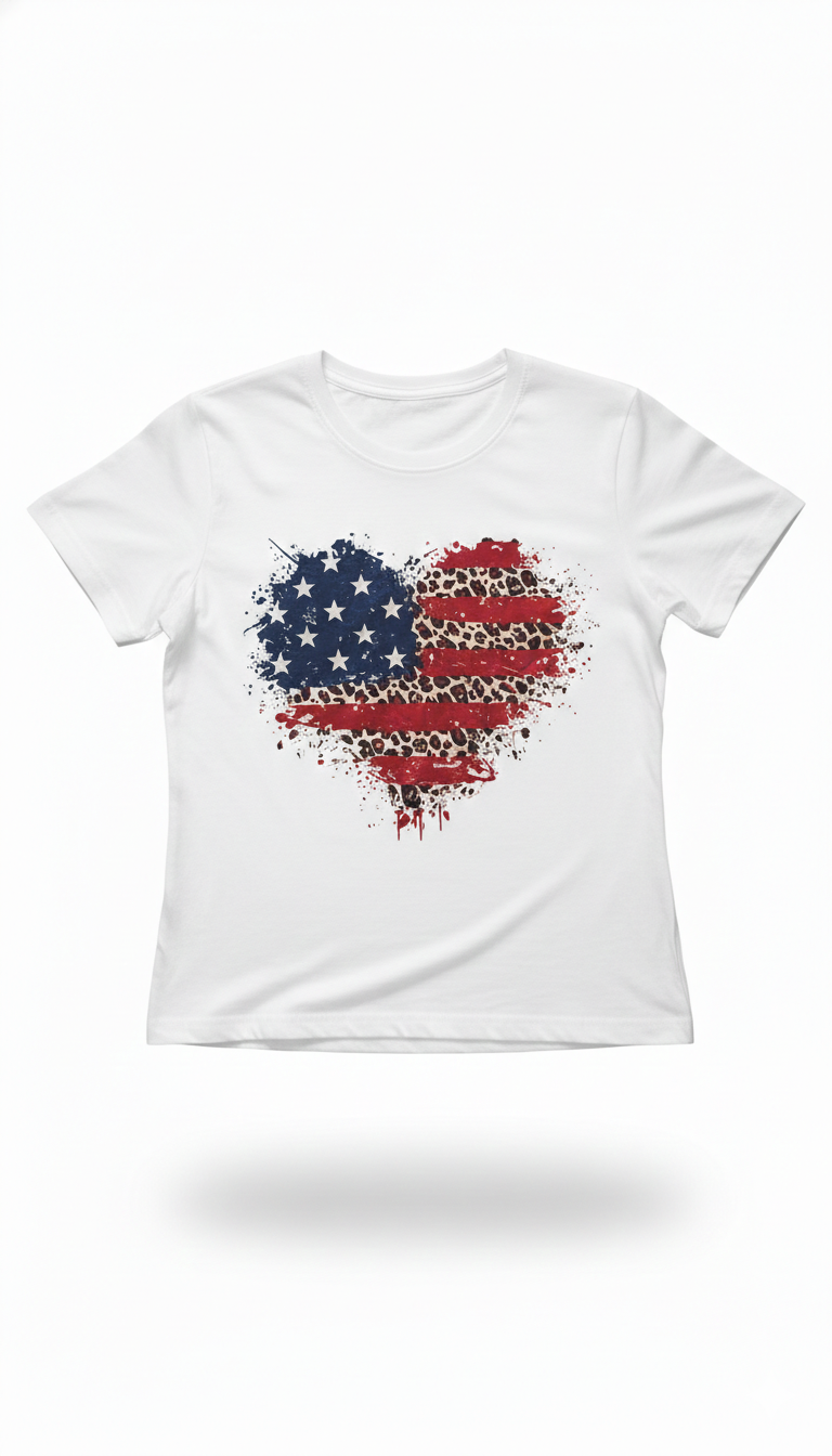 Remera con Estampado de Corazón USA
