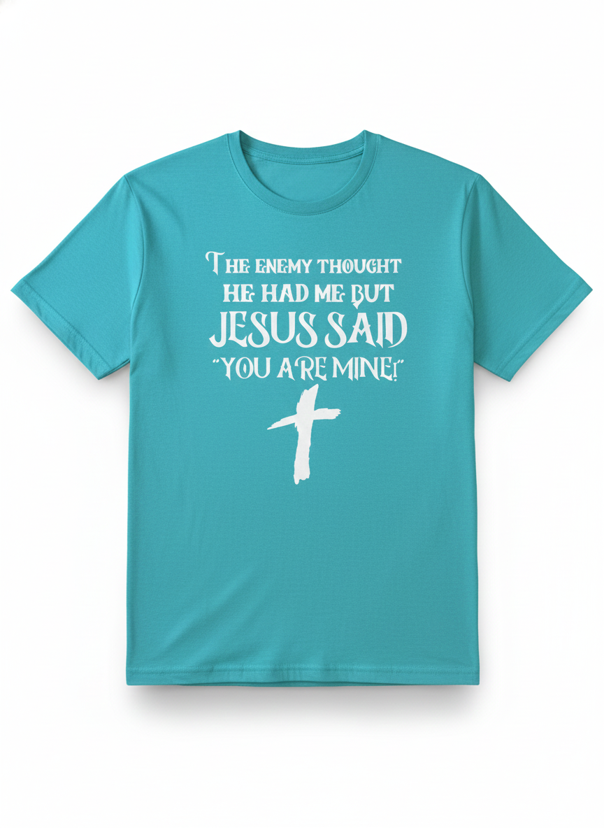 Remera turquesa de algodón con estampado frontal