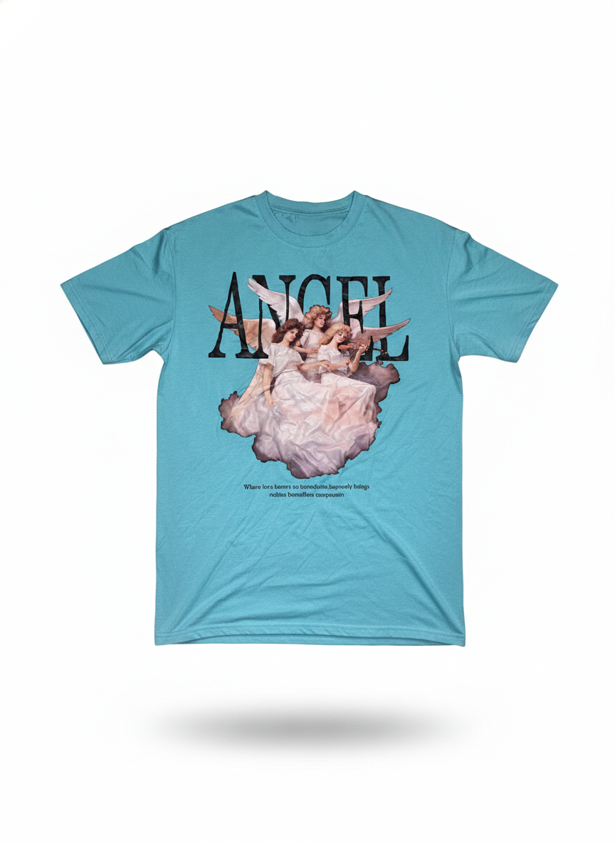 Remera Turquesa de algodón Estampada