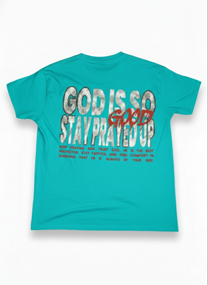 Remera Turquesa de algodón Estampada