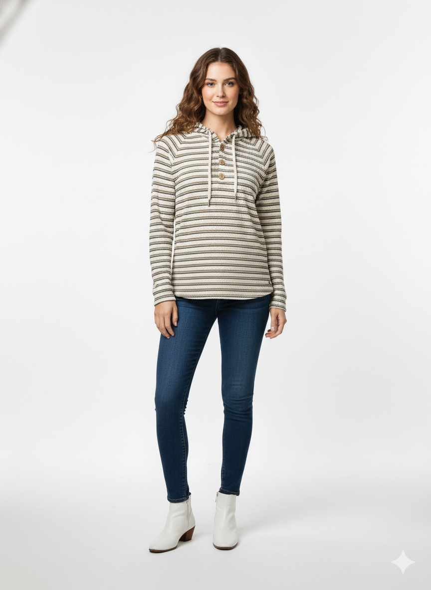 Buzo Hoodie Rayado con capucha